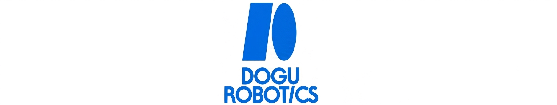 Blue Dogu Robotics logo with stylized letter R and company name